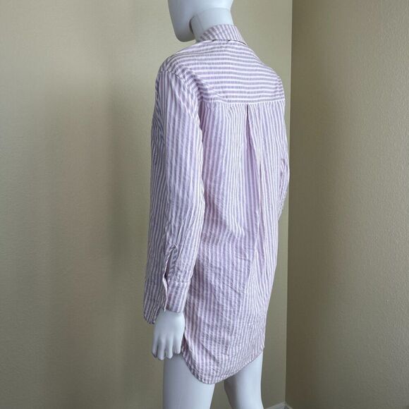 Anthropologie Women's Size XXS Longline Buttondown Striped Tunic Shirt Blouse - Picture 11 of 13